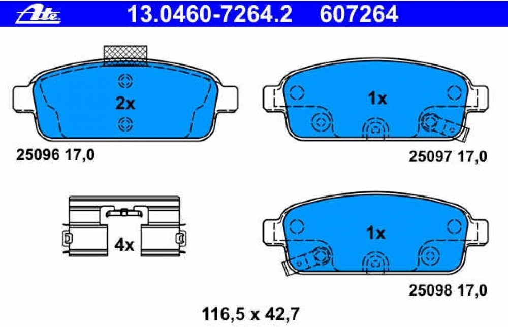 Set placute frana spate Opel Astra J ATE Dispozitive de franare Opel Astra J